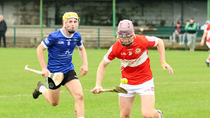 <p>Alfie Hennessy of Midleton CBS looks to get away from Robert Horan of Nenagh in Thursday's TUS Dr Harty Cup game in Kilmalloock. Picture: Brendan Gleeson</p>