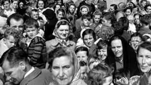 <p>A blessing of children at Holy Trinity Church, Cork, in July, 1956, during the polio outbreak</p>
