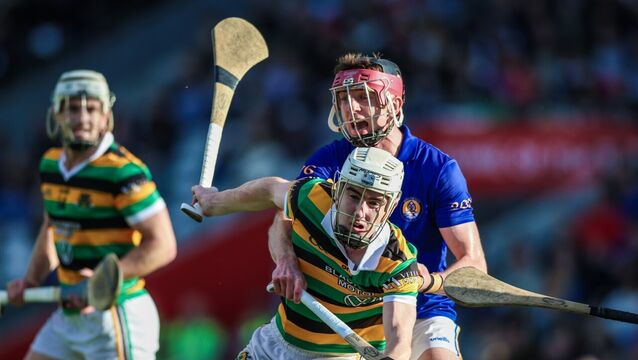 <p>Glen Roverrs goalscorer Eoin O'Leary tussles with Ethan Twomey of St Finbarr's during Sunday's Co-op SuperStores Cork Premier SHC final at SuperValu Páirc Uí Chaoimh. Picture: Inpho/David Ribeiro</p>