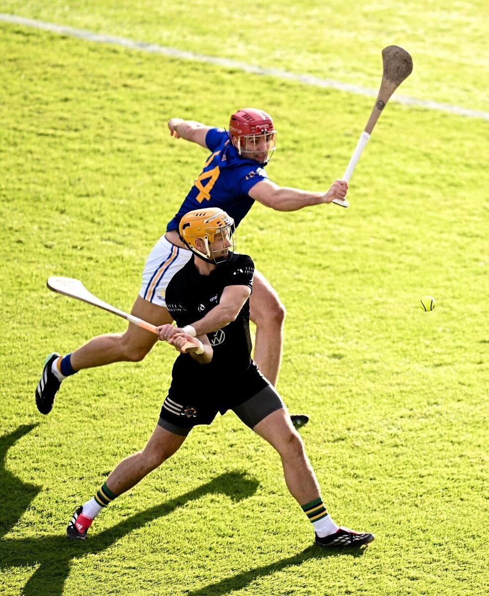 Glen Rovers goalkeeper Cathal Hickey gets a clearance away as Brian Hayes closes in. Picture: Seb Daly/Sportsfile