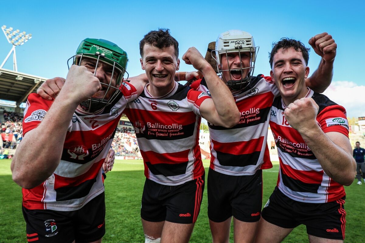 Ballincollig players Ross O'Donovan, David O'Sullivan, Adam Wills and Tadhg O'Connell celebrate after the match. Picture: INPHO/David Ribeiro Ballincollig players Ross O'Donovan, David O'Sullivan, Adam Wills and Tadhg O'Connell celebrate after the match. Picture: INPHO/David Ribeiro