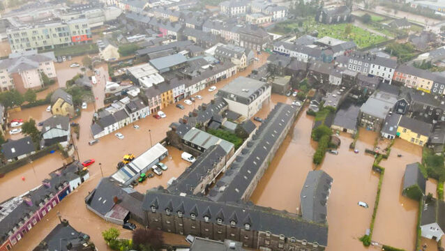 <p>An aerial view of flooding in Midleton during Storm Babet in October 2023.Picture: Guileen Coast Guard unit.</p>