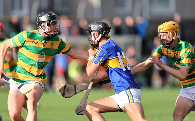 Dylan Norberg of Blackrock tackles Sam Ring, Carrigtwohill. Picture: Jim Coughlan.