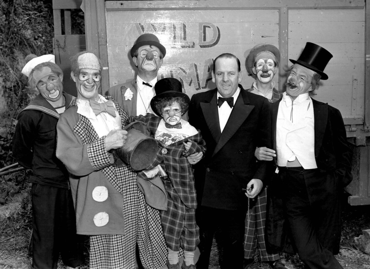 Clowns with Duffy’s Circus at Gilabbey Rock, off Donovan’s Road in Cork, on April 1, 1953 - a reader recalls seeing the circus there in that decade