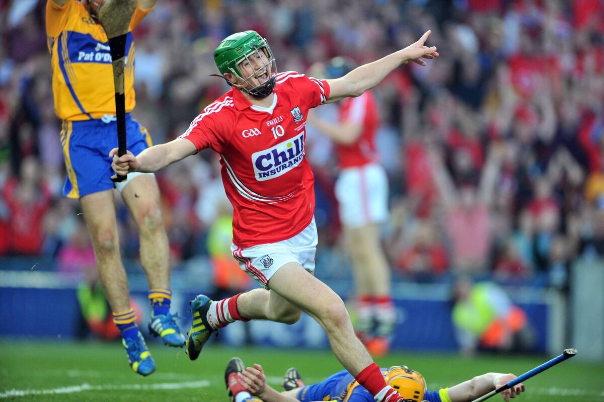 Séamus Harnedy celebrates his goal for Cork against Clare in the 2013 All-Ireland SHC final replay. Picture: Eddie O'Hare