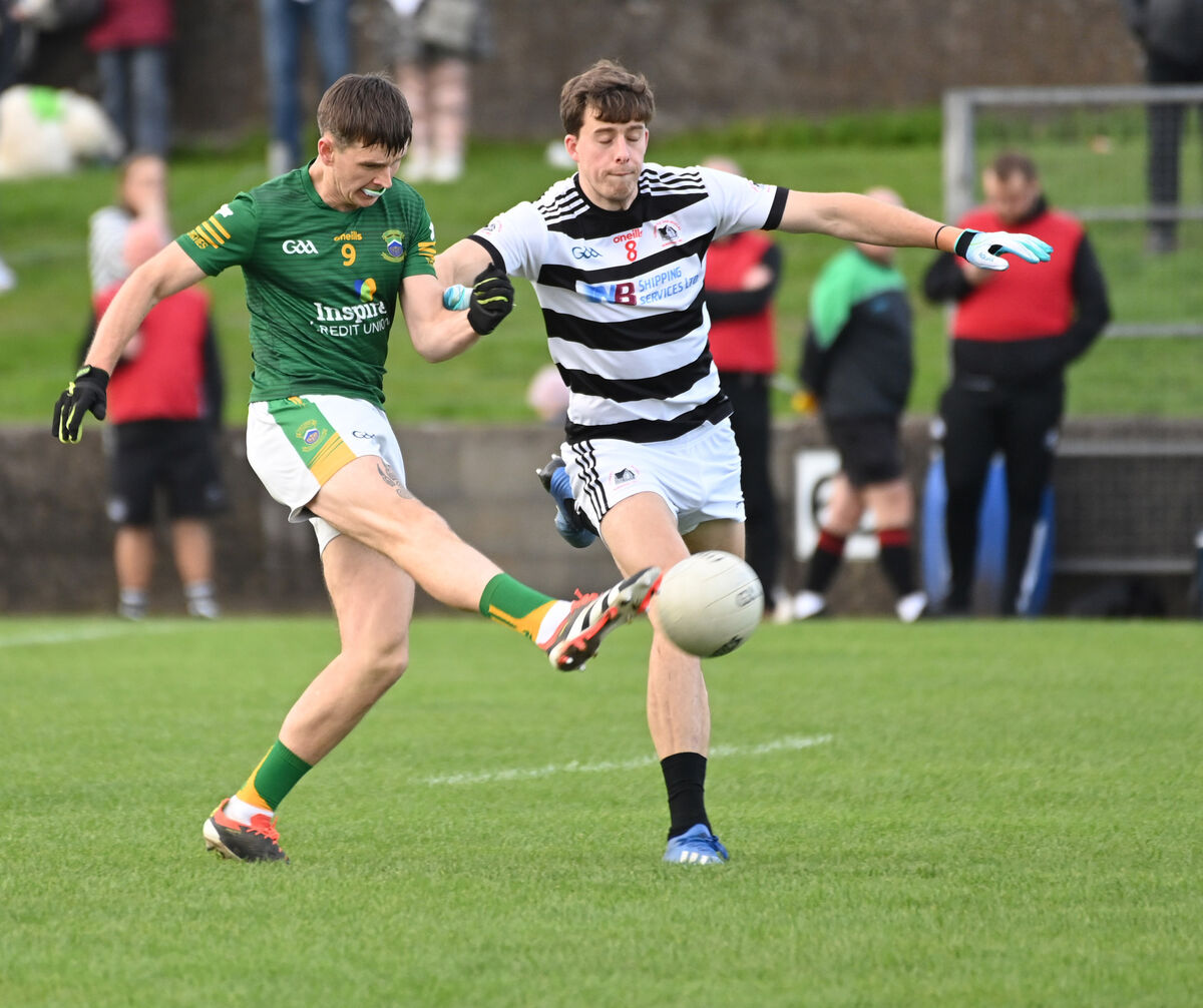 Cobh's Conor McLoughlin shoots past Robert Downey of St Nick's during the semi-final. Picture: Eddie O'Hare