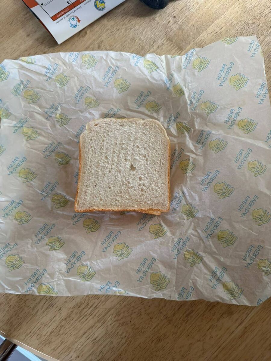 One of the lunch sandwiches given to residents since they were told they can no longer make their own food and must hand over €70 a week per adult and €35 per child for food. One of the lunch sandwiches given to residents since they were told they can no longer make their own food and must hand over €70 a week per adult and €35 per child for food.
