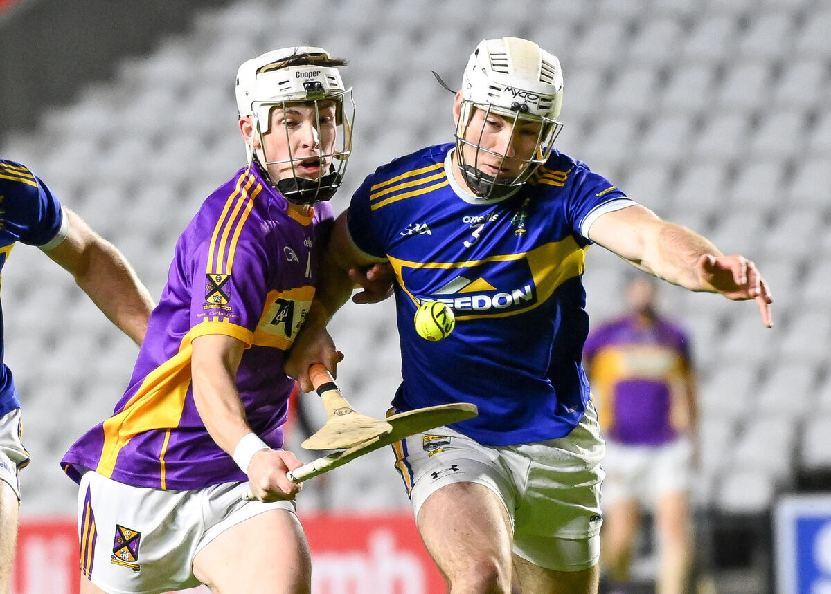 St Catherine's Seán O'Donoghue and Kilshannig's Colm O'Shea in a race for possession. Picture: David Keane St Catherine's Seán O'Donoghue and Kilshannig's Colm O'Shea in a race for possession. Picture: David Keane