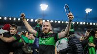 Player of the match Alan O'Donovan celebrates after the match 25/10/2026