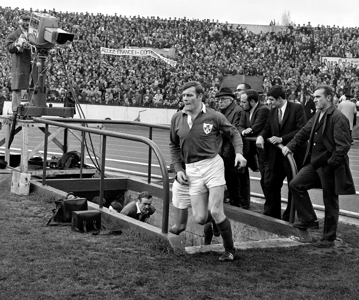 Phil O'Callaghan runs on to the pitch before the Ireland v. France rugby international at Stade Colombes, Paris. 