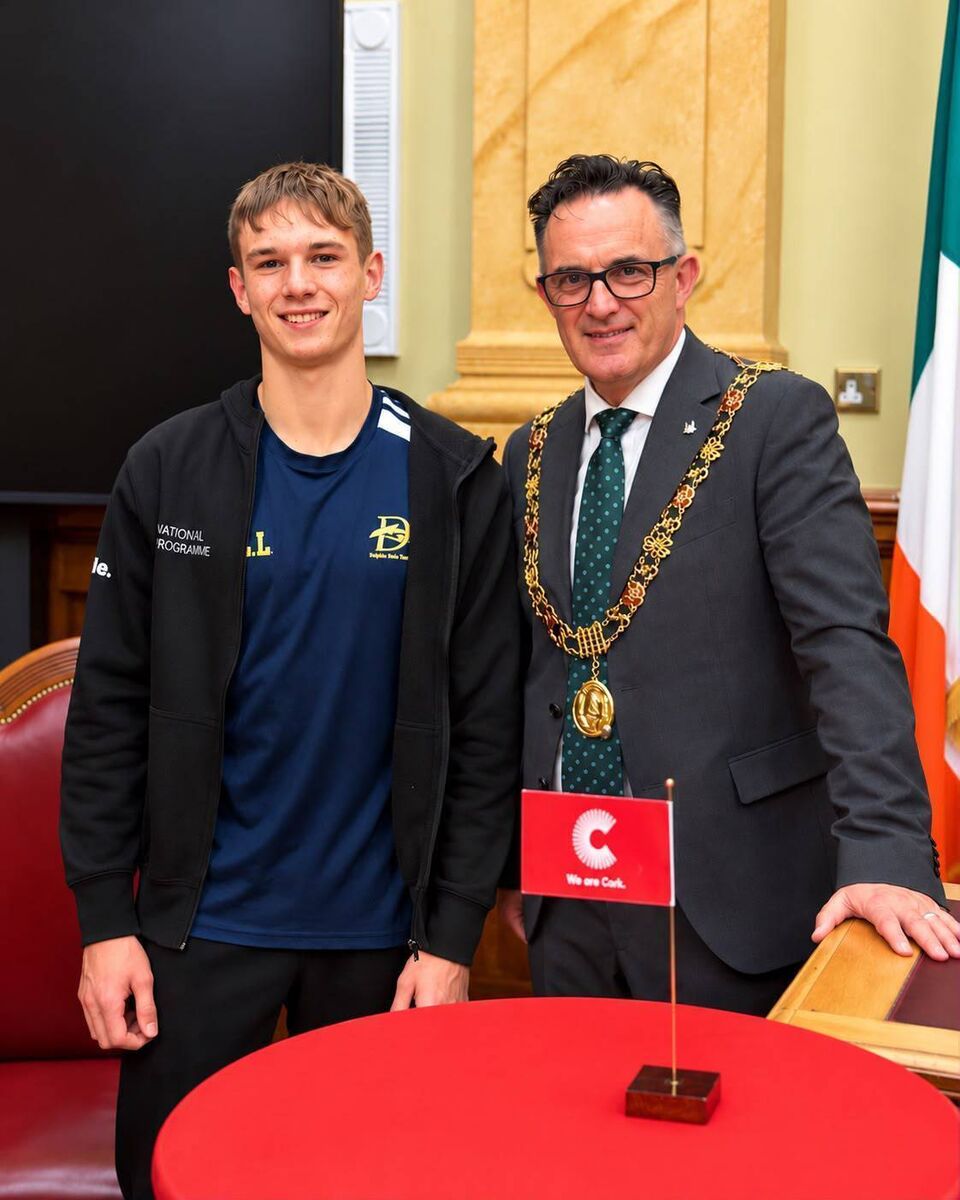 Lev Lobanets was honoured to meet Lord Mayor Councillor Damien Boylan as part of a delegation from Dolphin Swimming Club. Lev Lobanets was honoured to meet Lord Mayor Councillor Damien Boylan as part of a delegation from Dolphin Swimming Club.