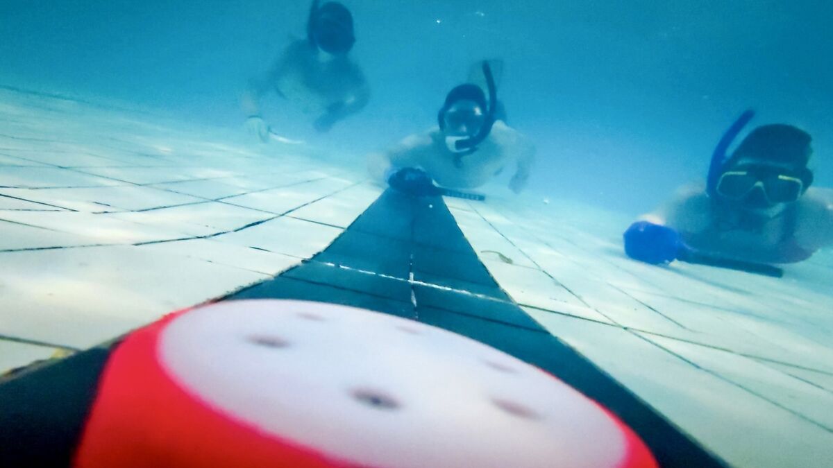 Members of Cork Underwater Hockey Club competing underwater in the Mayfield pool. Members of Cork Underwater Hockey Club competing underwater in the Mayfield pool.