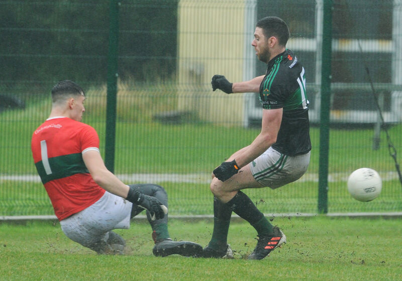 Clonakilty goalkeeper Mark White makes a fine save from Nemo Rangers' Luke Connolly in 2023. Picture: Denis Minihane Clonakilty goalkeeper Mark White makes a fine save from Nemo Rangers' Luke Connolly in 2023. Picture: Denis Minihane