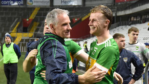 <p>Kilmurry manager Brian Harte with Brian Hinchion and Rory Duggan after defeating Buttevant. Picture: Eddie O'Hare</p> <p>Kilmurry manager Brian Harte with Brian Hinchion and Rory Duggan after defeating Buttevant. Picture: Eddie O'Hare</p>