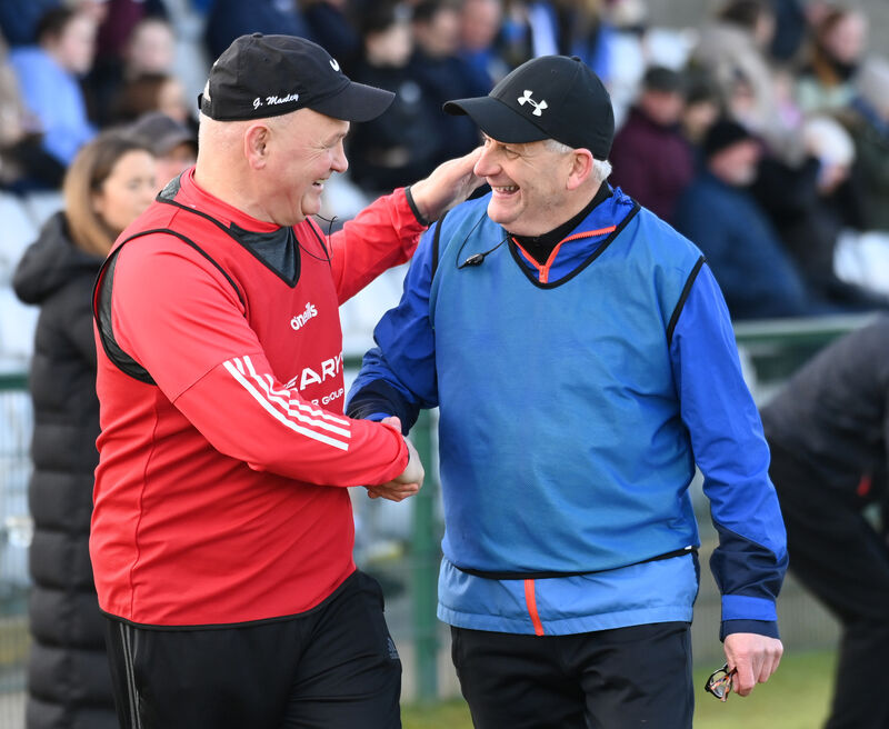 Cork manager Ger Manley with then Waterford manager Jerry Wallace during the Very National camogie league , round 2 at the SETU Arena, Waterford. Picture: Eddie O'Hare Cork manager Ger Manley with then Waterford manager Jerry Wallace during the Very National camogie league , round 2 at the SETU Arena, Waterford. Picture: Eddie O'Hare