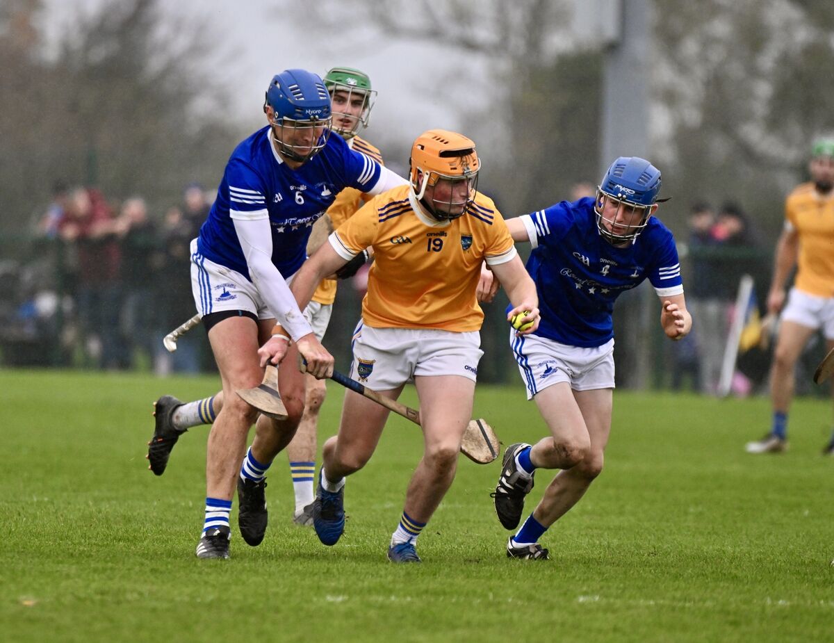 Ryan Crowley with possession for Kilshannig, under pressure from Declan Prendergast and Padraig Foley, Ardmore. Picture: Larry Cummins Ryan Crowley with possession for Kilshannig, under pressure from Declan Prendergast and Padraig Foley, Ardmore. Picture: Larry Cummins
