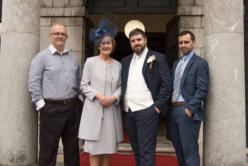 Groom, Steve Barry with his family, left to right, his brother Alan Barry, mum Terry Barry and brother Nicholas Barry.