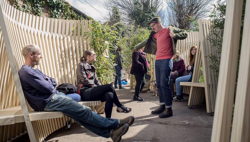 Public garden benches made from Accoya.