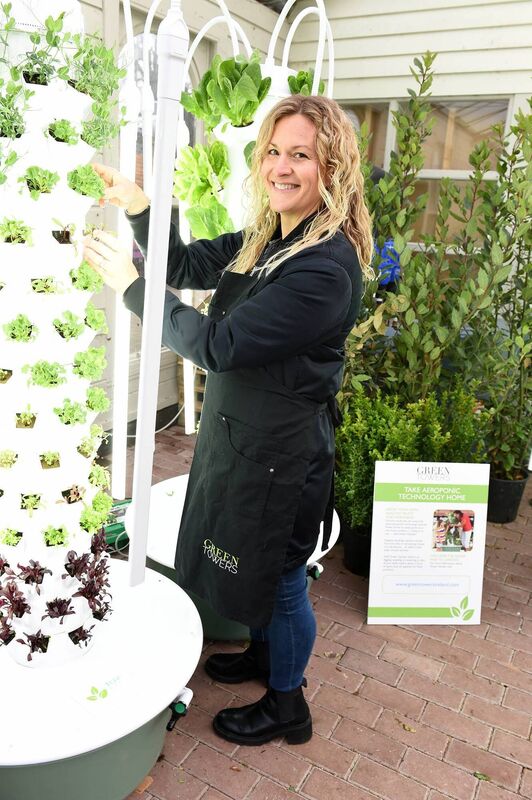 Jenny Twomey with one of their Green Tower products. Jenny Twomey with one of their Green Tower products.