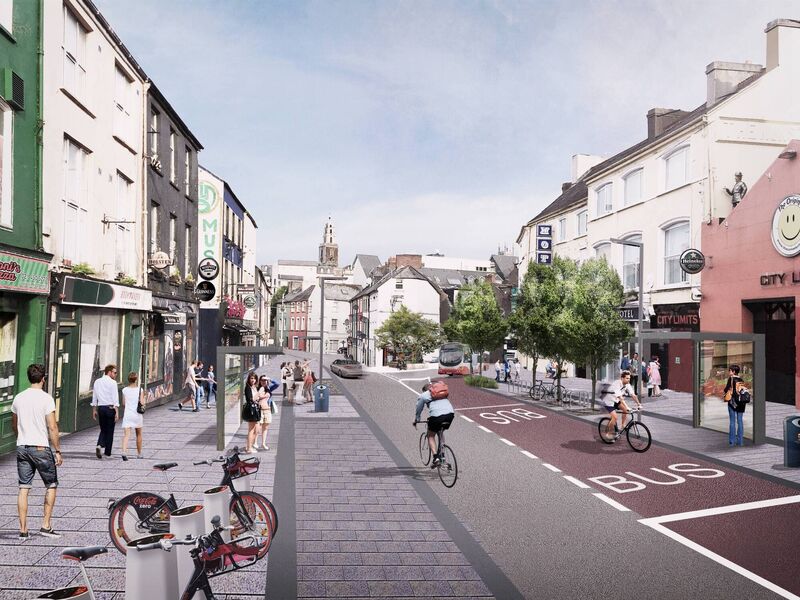 Drawings of the changes planned for MacCurtain Street and the surrounding area, with proposals in place for improved pedestrian, cycling and public transport facilities.
