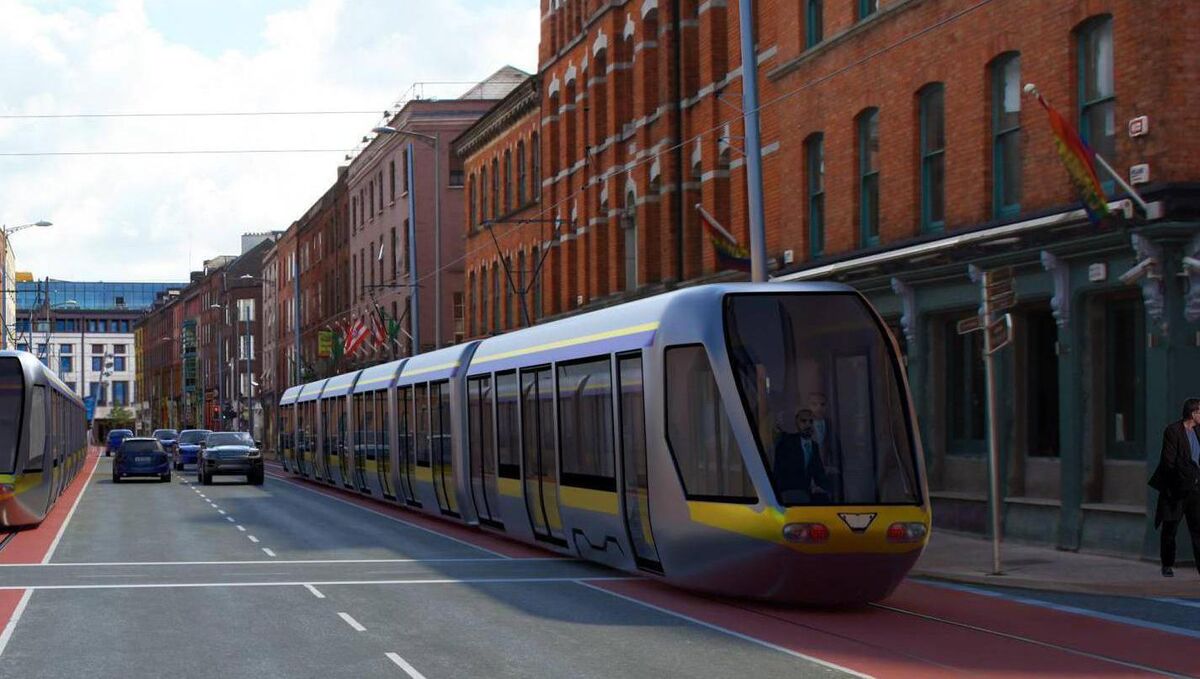Computer generated image of the Cork LUAS system as part of the CMATS.