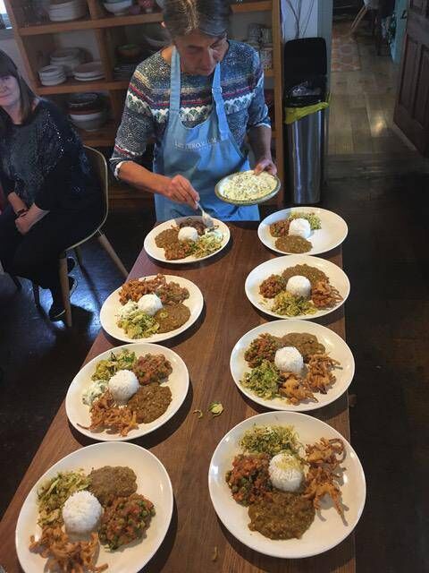 Karen doing cooking classes in Spain.