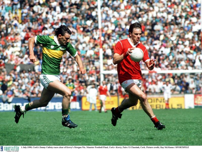 Cork's Danny Culloty races clear of Kerry's Morgan Nix in the 1990 Munster final. Picture: Ray McManus/SPORTSFILE