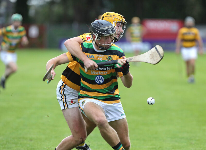 Simon Kennefick, Glen Rovers, takes on Kyle Power, Na Piarsaigh. Picture: Jim Coughlan.