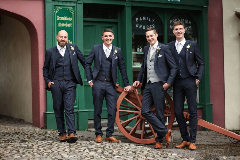 BY HIS SIDE: Breandán Hasner, the groom with his groomsmen in Bunratty, Donal, Dave and Derek. Pictures: Dominic Dunne