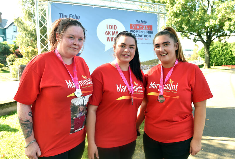 Tanya Rodgers, Ursula Pickett and Niamh O'Sullivan, Cerberus Security who took part in The Echo virtual womens mini marathon in aid of the late Margaret Rodgers and Marymount