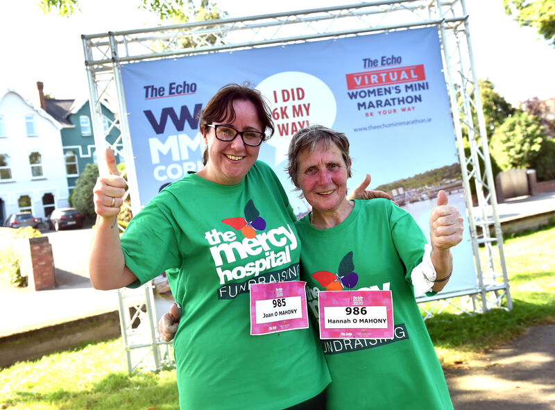 Mother and daughter Hannah and Joan O'Mahony, Blarney who took part in The Echo virtual womens mini marathon in aid of The Mercy hospital 