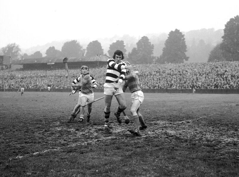 Action from the 1973 county final as Liam McAuliffe palms the ball to the net for the Glen's second goal. Action from the 1973 county final as Liam McAuliffe palms the ball to the net for the Glen's second goal.