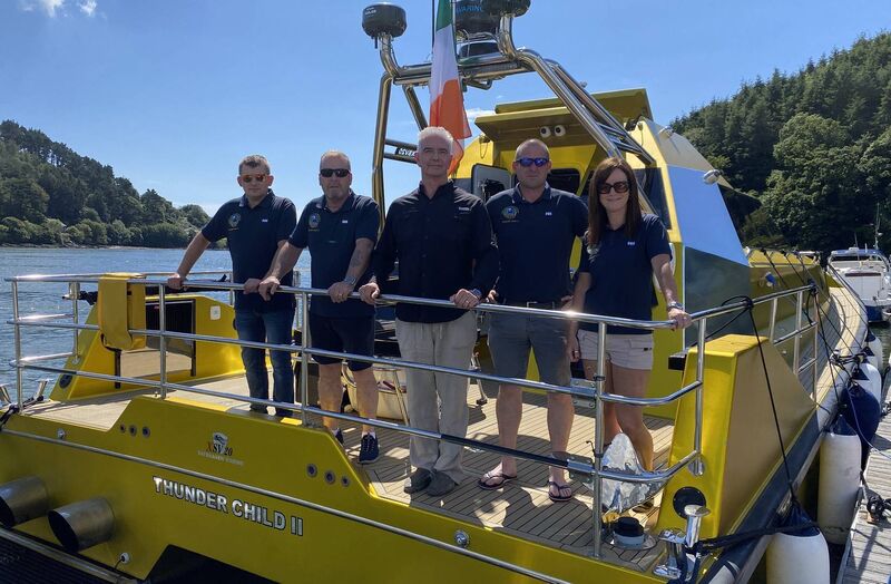 Robert Guzik, Ciaran Monks, Frank Kowalski, Carl Randalls, Mary Power aboard Thunder Child II.