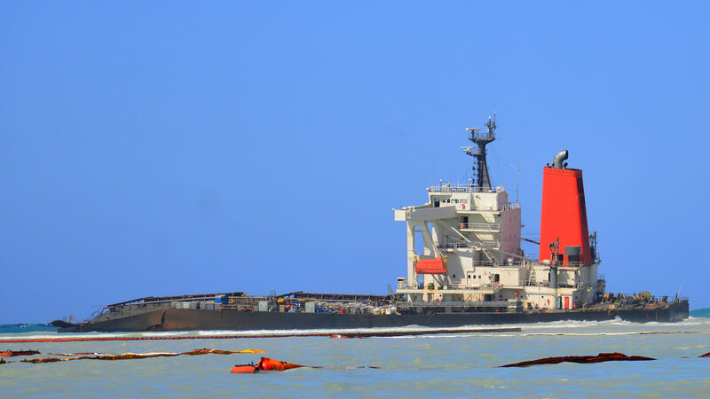 Work starts on removing split ship off Mauritius coast