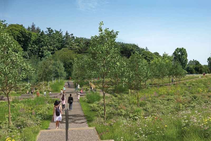 Lee Fields – After LLFRS: A wetland environment will be created in this area in the floodplain north of the tiered flood defence.