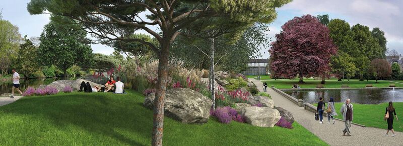 Fitzgerald's Park – After LLFRS: New landscaping creates a flood barrier. 