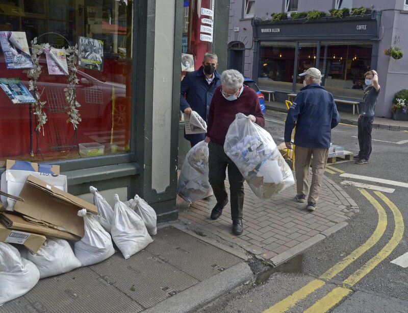 Pictured at South main street Bandon Co Cork was newsagent Erick Hickey continuing the cleanup after Bandon his shop was effected by flooding during storm Storm Francis. Picture Denis Boyle