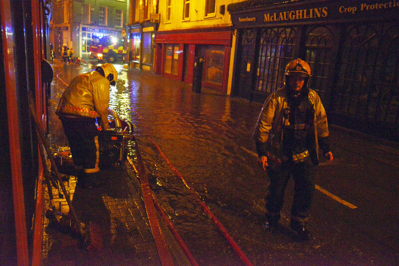 Pictured at Bandon Co Cork were emergency services dealt with flooding at Bridge street and South main street. Picture Denis Boyle