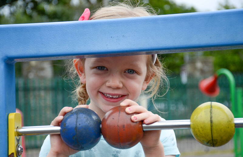 Aoibhe Drake having fun in the Carrigaline Playground. Picture: Howard Crowdy