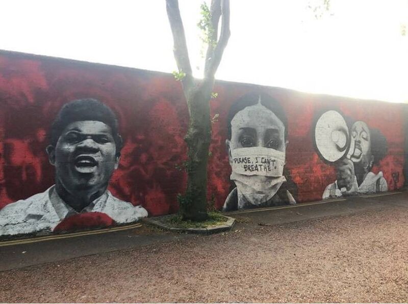 Local artist Peter Martin's mural in support of the Black Lives Matter movement. Local artist Peter Martin's mural in support of the Black Lives Matter movement.