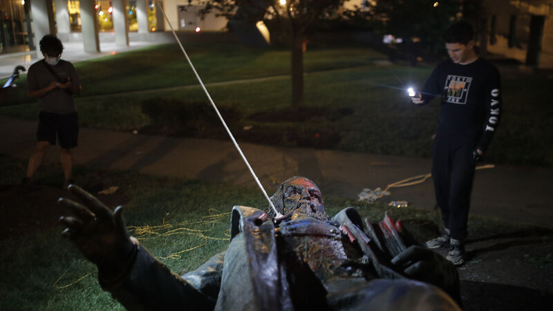 Washington DC protesters topple statue of Confederate general Washington DC protesters topple statue of Confederate general
