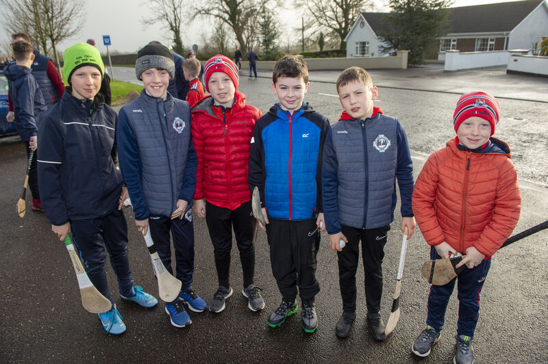 Éanna Hurney, Éanna Lynch, Eoin Harris, Evan Stack, Shay O’Brien and Liam Harris at the annual Ballincollig poc fada. Picture: Dan Linehan