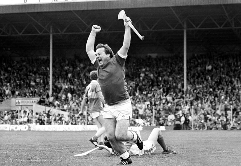 Seanie O'Leary celebrates a goal for Cork against Offaly.