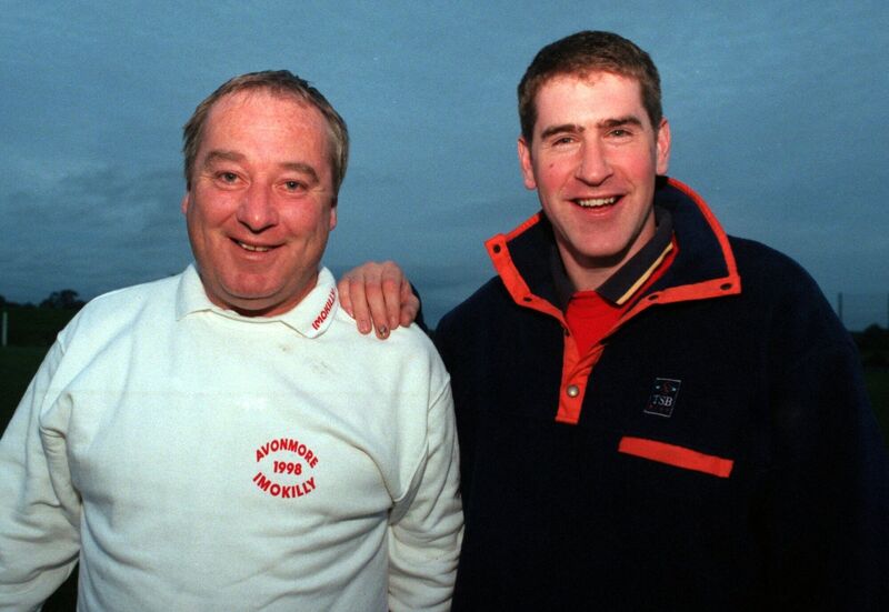 Imokilly coach Seanie O'Leary with Mark Landers. Picture: Denis Minihane.