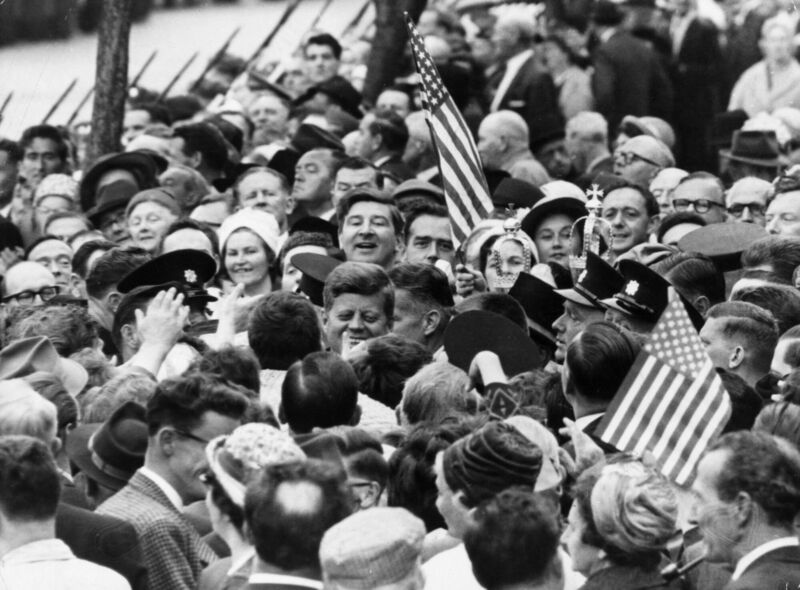 June 28 1963: President John F. Kennedy of the USA is almost lost among a crowd of well-wishers during his visit to Cork in Ireland. Photo: Keystone/Getty Images) June 28 1963: President John F. Kennedy of the USA is almost lost among a crowd of well-wishers during his visit to Cork in Ireland. Photo: Keystone/Getty Images)