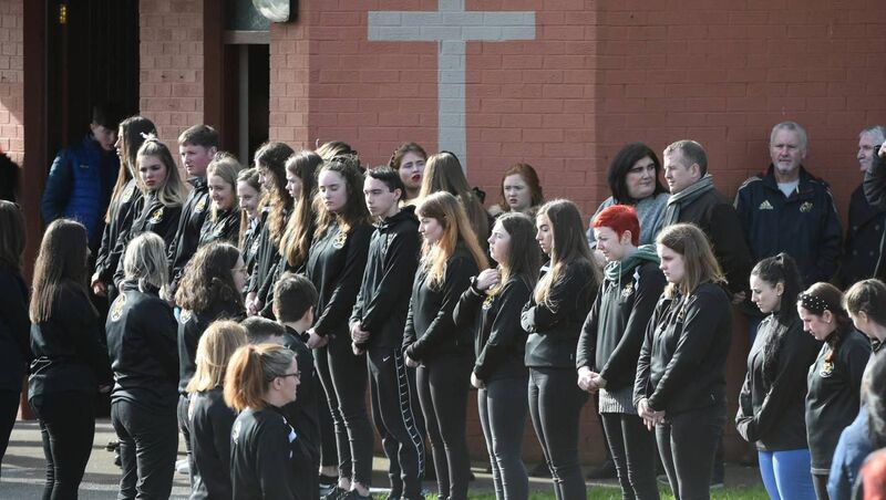A guard of honour outside the church after the funeral mass for Kimberly O'Connor who died in a car accident in February A guard of honour outside the church after the funeral mass for Kimberly O'Connor who died in a car accident in February