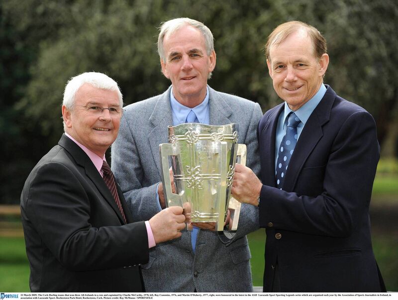 The Cork Hurling teams that won three All-Irelands in a row was captained by Charlie McCarthy, 1978, Ray Cummins, 1976, and Martin O'Doherty, 1977. Picture: Ray McManus/SPORTSFILE