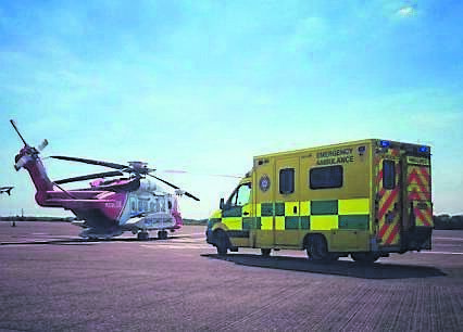 The R115 brought the man to Cork Airport, where he was brought by ambulance to Cork University Hospital. Picture: Cork Airport Police / Fire & Rescue Service on Facebook. The R115 brought the man to Cork Airport, where he was brought by ambulance to Cork University Hospital. Picture: Cork Airport Police / Fire & Rescue Service on Facebook.