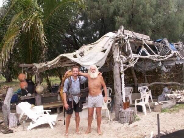 David with a visitor to Restoration Island. Pictures from David Glasheen.