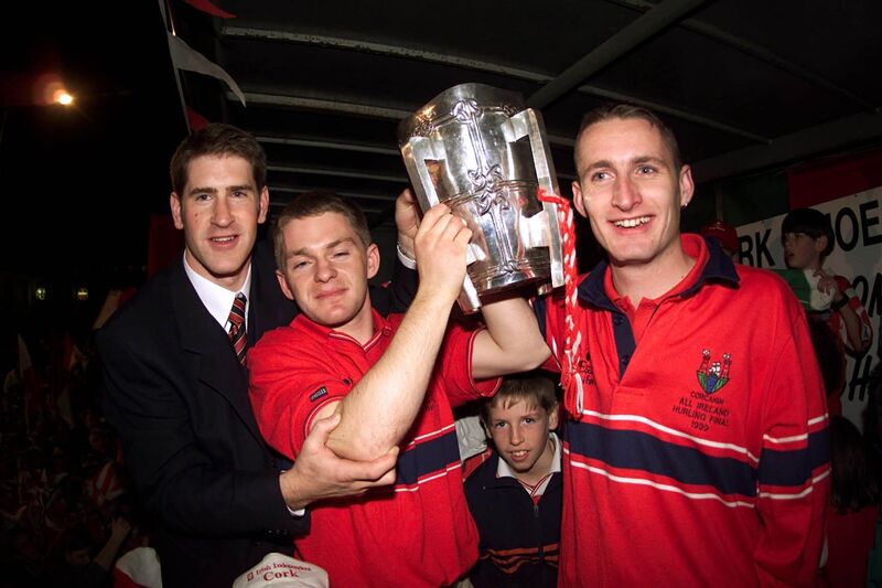 Mark Lander,s Joe Deane and Bernard Rochford with the Liam MacCarthy Cup in 1999. Picture: Mark Kelleher